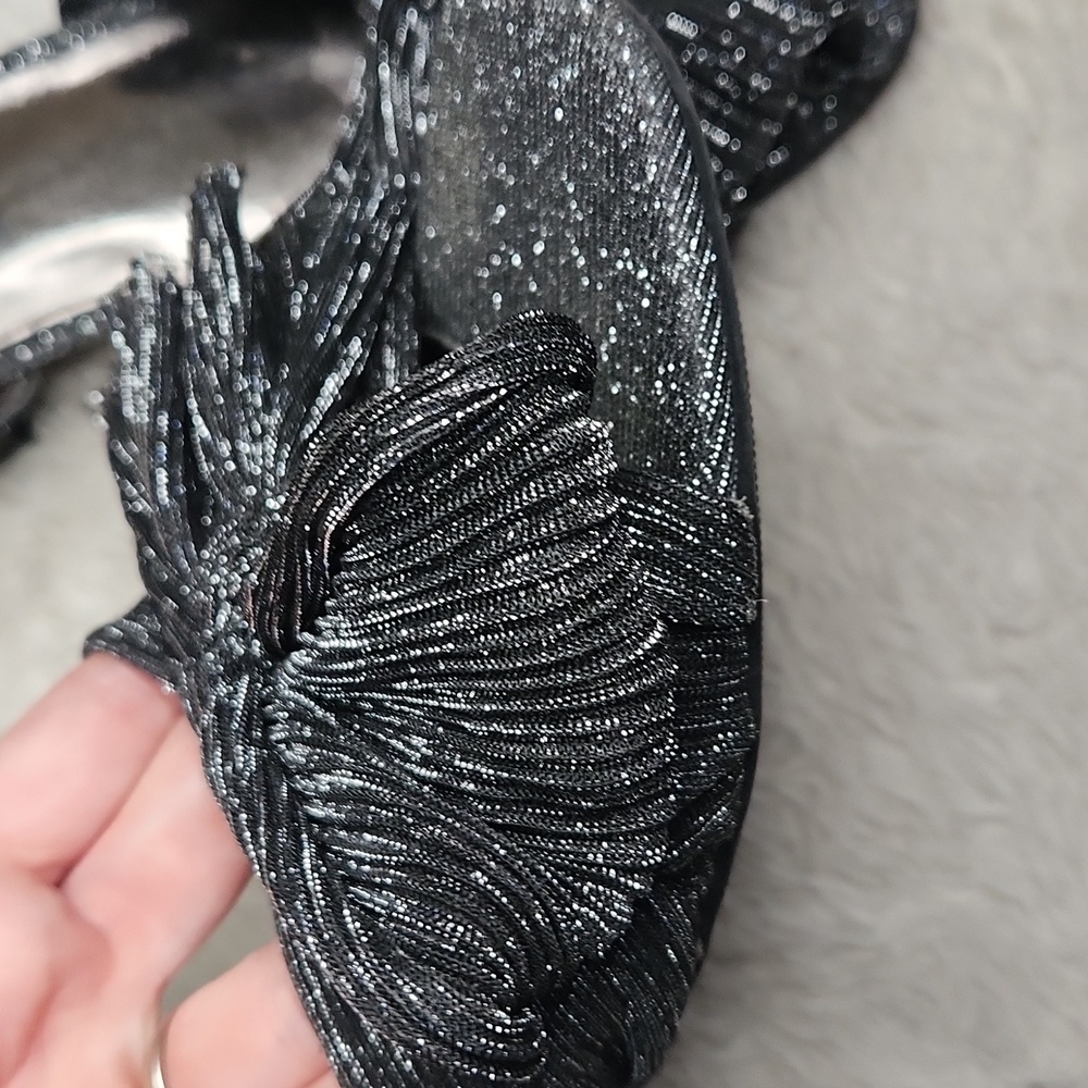 Girls Madden NYC Metallic Black Sparkle Heels Sz 4 - Picture 11 of 12